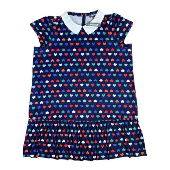ModCloth NWT Navy Rainbow Heart Print Peter Pan Collar Drop Waist Mini Dress 2X - Picture 2 of 8